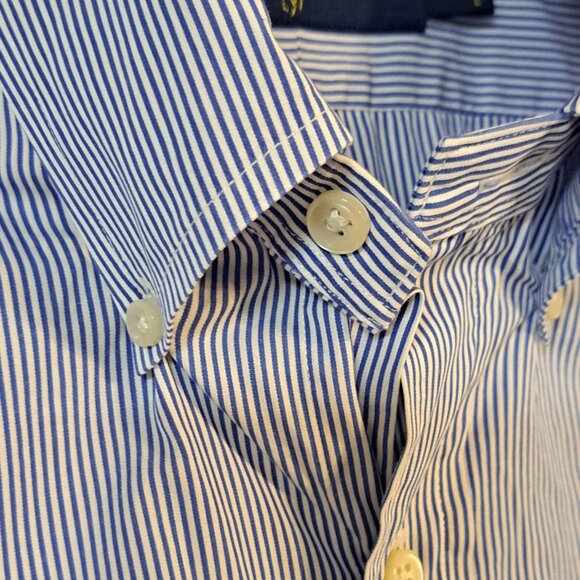 Ralph Lauren Men's Blue & White Stripe Button Down Shirt - Picture 5 of 8